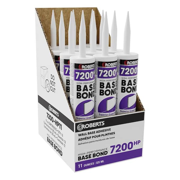 ROBERTS 0.34 qt. 24 Hour Dry Time Vinyl Rubber and Carpet Wall Base Floor Adhesive in Light Tan 11 oz (12-Pack)