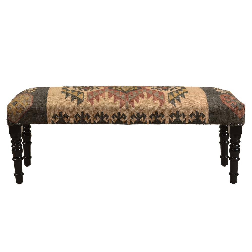 LR Home Melody Bohemian Vanity Red/Beige Indoor Upholstered Bench ...