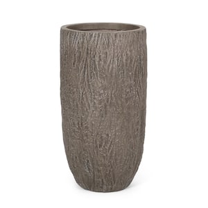 Moreno 14 in. W x 27 in. H Brown Wood Lightweight Concrete Outdoor Planter