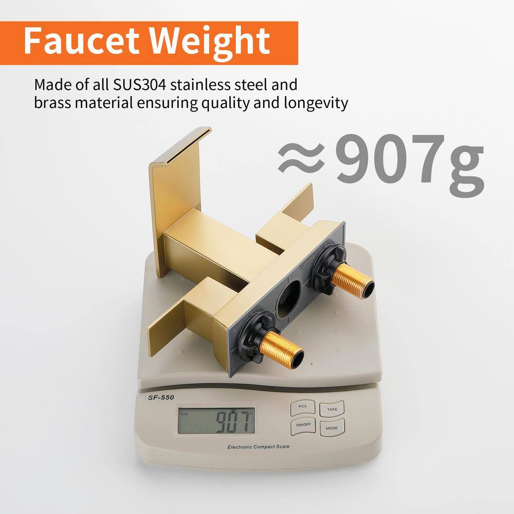 Brushed Gold Stainless Steel Double Handle Bathroom Faucet