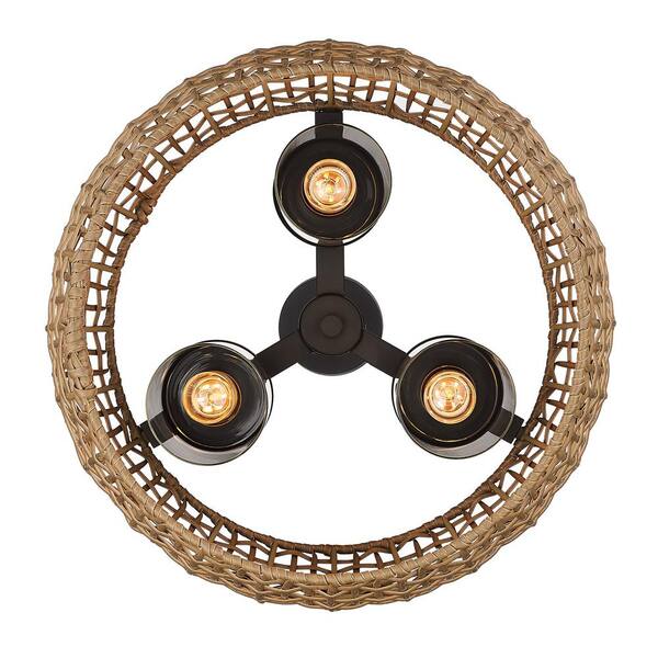 Golden Lighting Piper 14.38 in. 3-Light Natural Black Outdoor