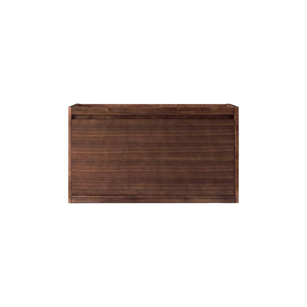 Mantova 35.4" Mid-Century Walnut Wall-Mount Vanity Cabinet