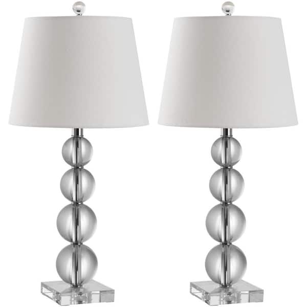SAFAVIEH Millie 26.5 in. Clear Crystal Ball Table Lamp with White Shade (Set of 2)