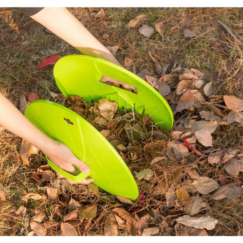 Red Plastic Leaf Scoops for Lawn and Garden Cleanup