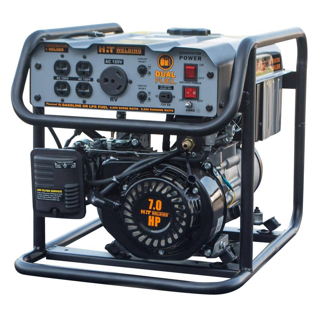 HIT Welding 3,500-Watt/4,000-Watt Dual Fuel Recoil Start Portable Generator with Stick Welder (TIG), CO Detector and Auto-Shutoff -  806656