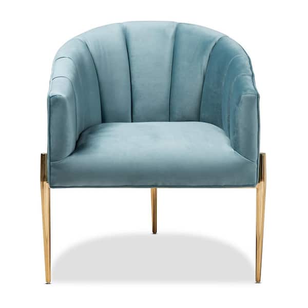 Baxton Studio Clarisse Light Blue And, Pale Blue Leather Chair