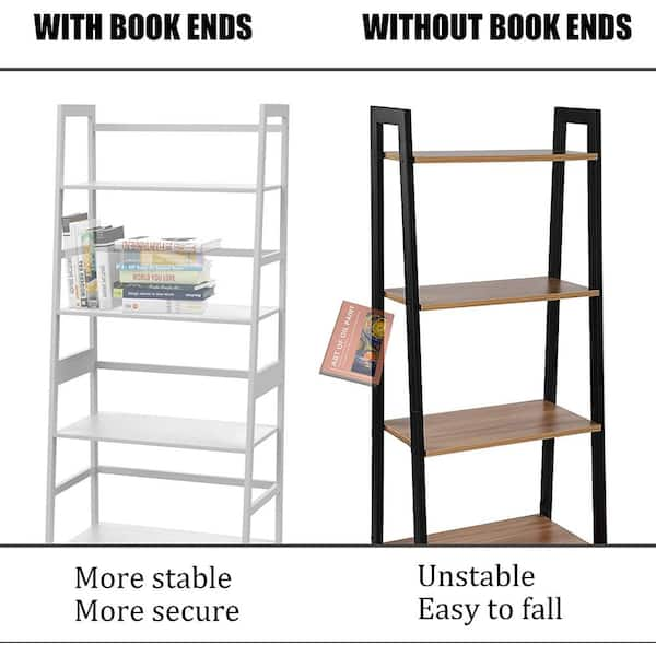 5-Tier Ladder Bookshelf ? Leaning Decorative and Storage Shelves ? Wooden  Bookshelf Home D?cor for Living Room, Bathroom & Kitchen by Lavish Home