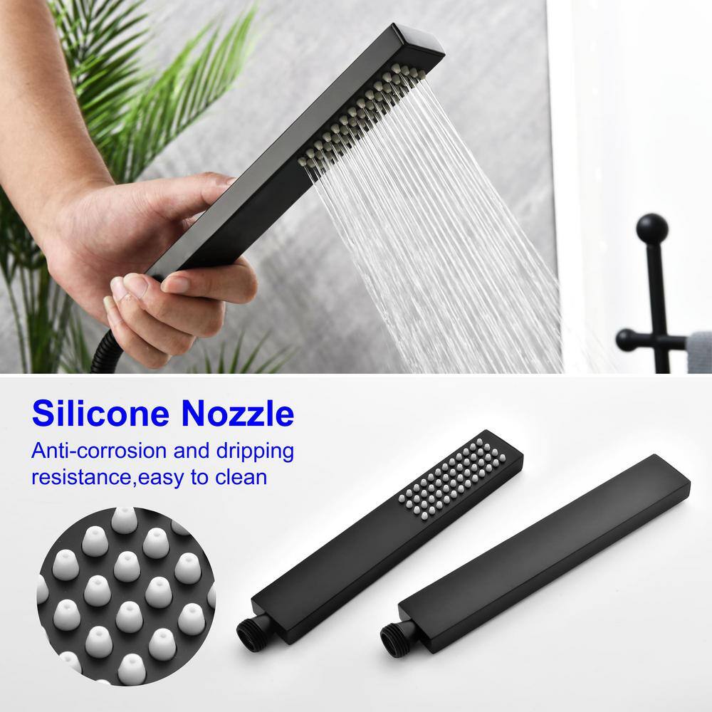 Matte Black Brass Freestanding Waterfall Tub Faucet with Hand Shower