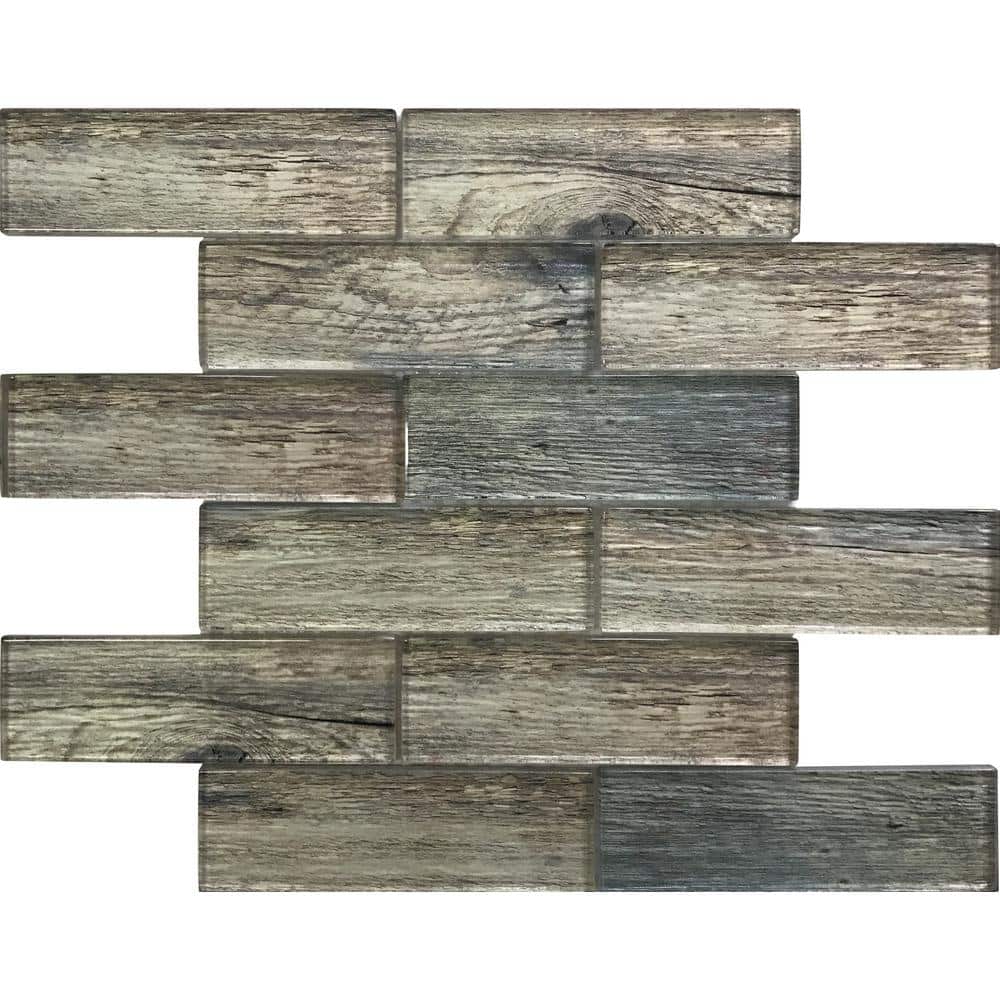 Blue Brown 4 in. x 5 in. Polished Glass Subway Mosaic Tile Sample (0.13 sq. ft./Piece) price history on PriceWatchPro