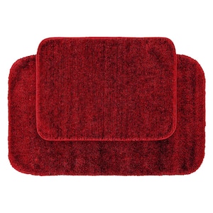 Traditional Chili Pepper Red 21 in. x 34 in. Washable Bathroom 2 -Piece Rug Set