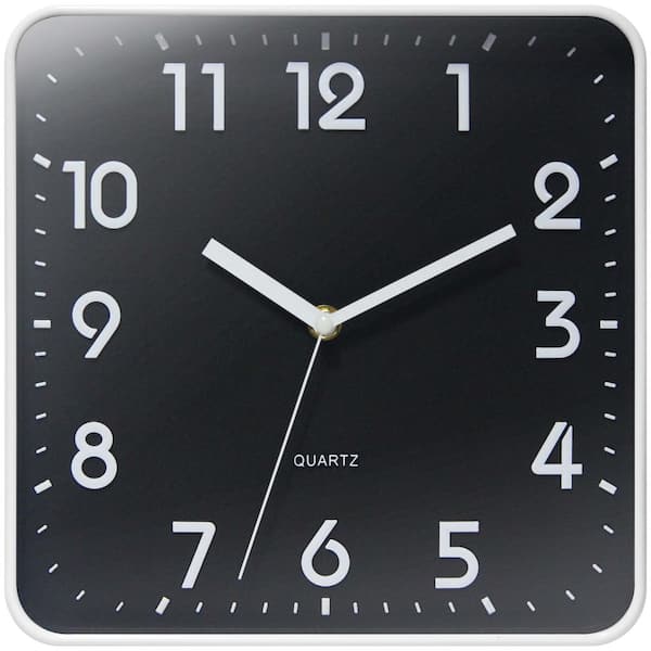 St. Mark Square Wall Clock, White, 10 in.