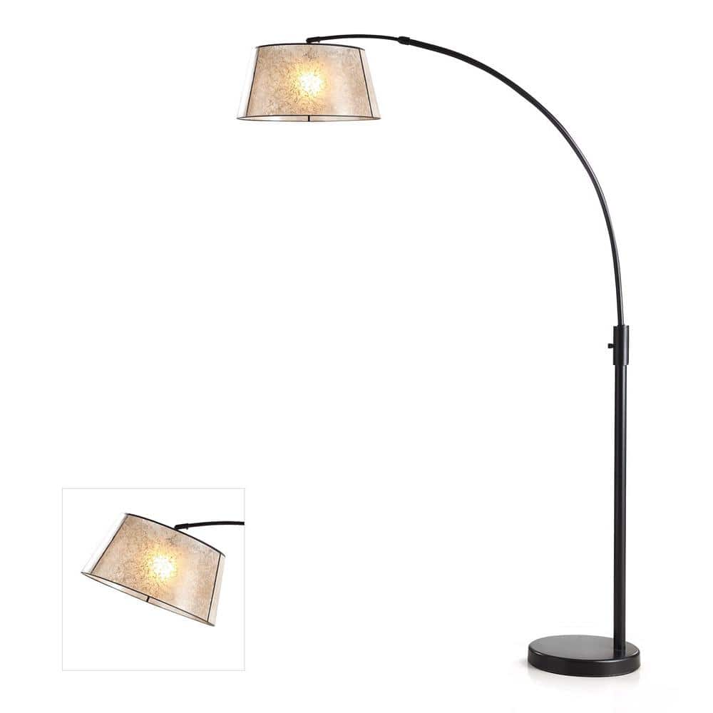 Orbita Dark Bronze 82" Adjustable Arch Floor Lamp with Empire Mica Shade
