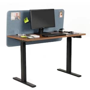 Height Adjustable 46 in. Danish Walnut Melamine Manually Adjustable Height Desk with Privacy Panel