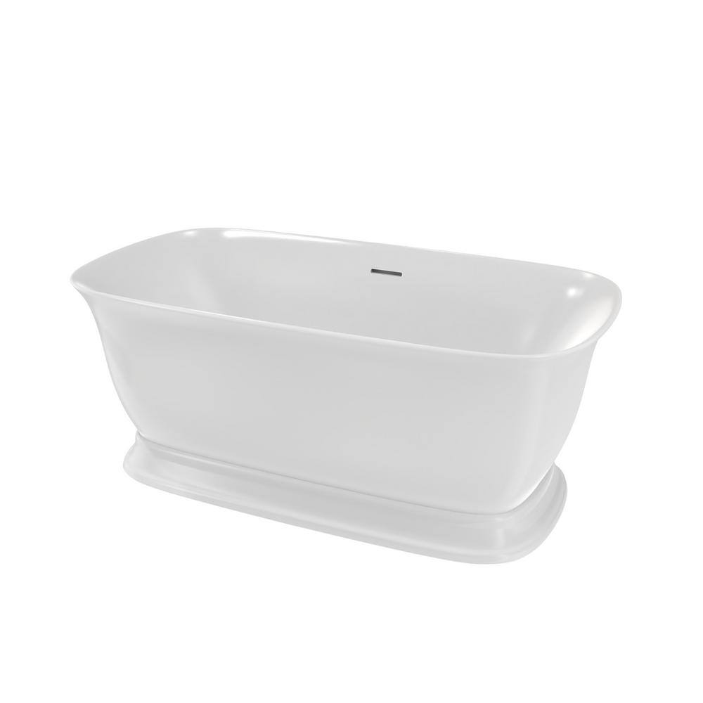 Ascend 59'' White Acrylic Freestanding Double Slipper Bathtub