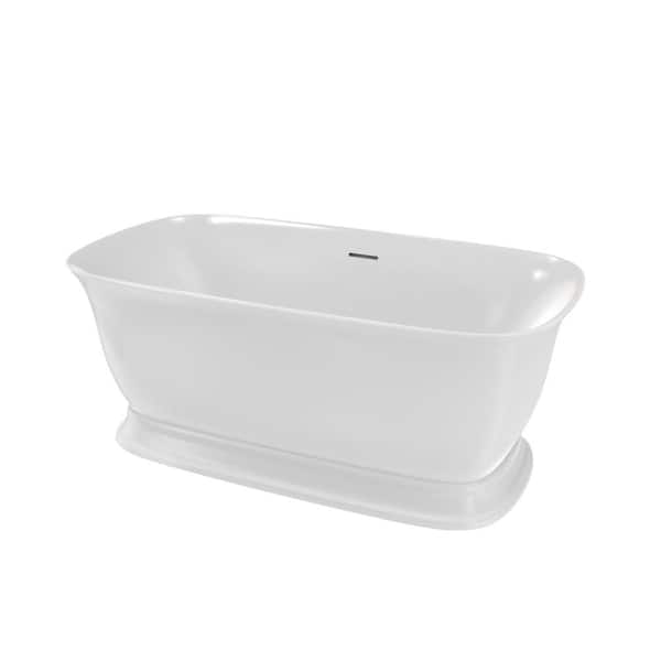 Ascend 59 in. x 31.5 in. Acrylic Freestanding Soaking Bathtub in White with Center Drain in White