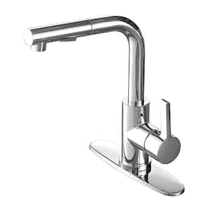 Continental Single-Handle Deck Mount Gooseneck Pull Out Sprayer Kitchen Faucet in Polished Chrome