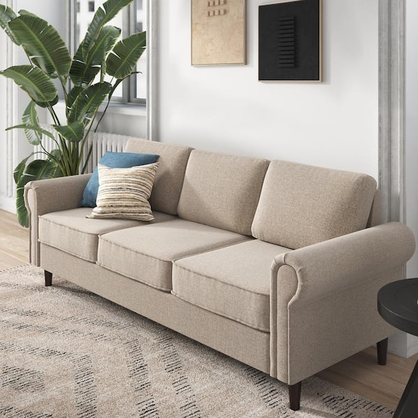 Grayson 70.5 in. Armless Microfiber Upholstered Rectangle Sofa in