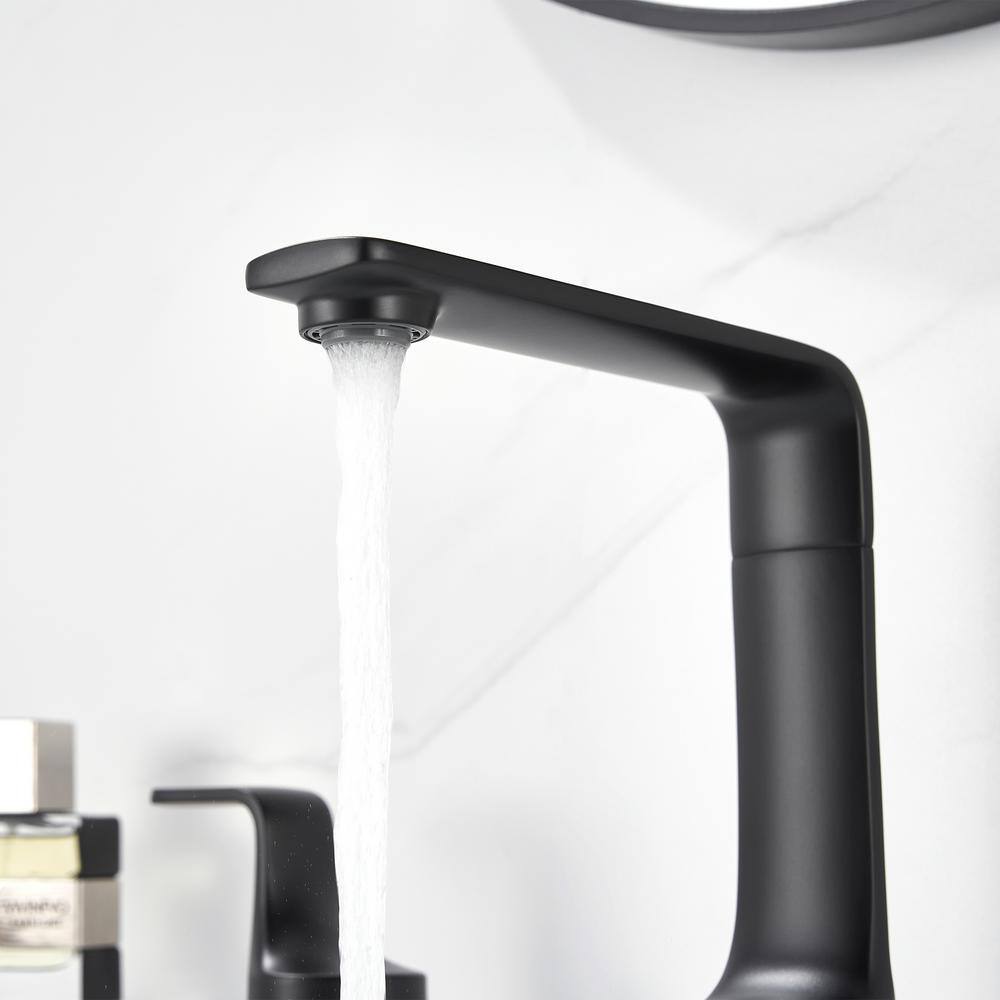 Matte Black Widespread 2-Handle Bathroom Faucet with Metal Push Pop-Up Drain