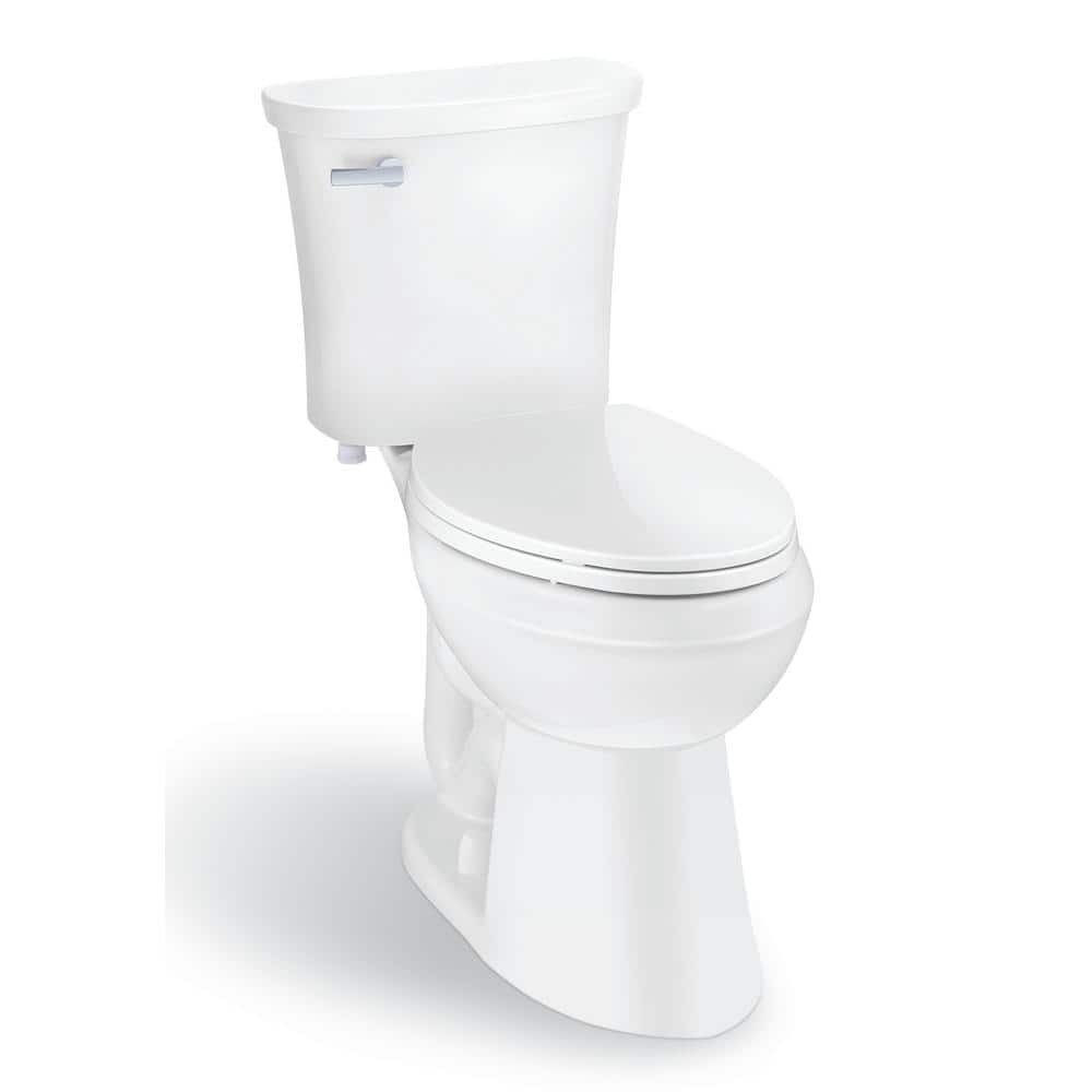 Glacier Bay Power Flush 2-piece 1.28 GPF Single Flush Elongated Toilet in White with Slow-Close, Seat Included (6-Pack)