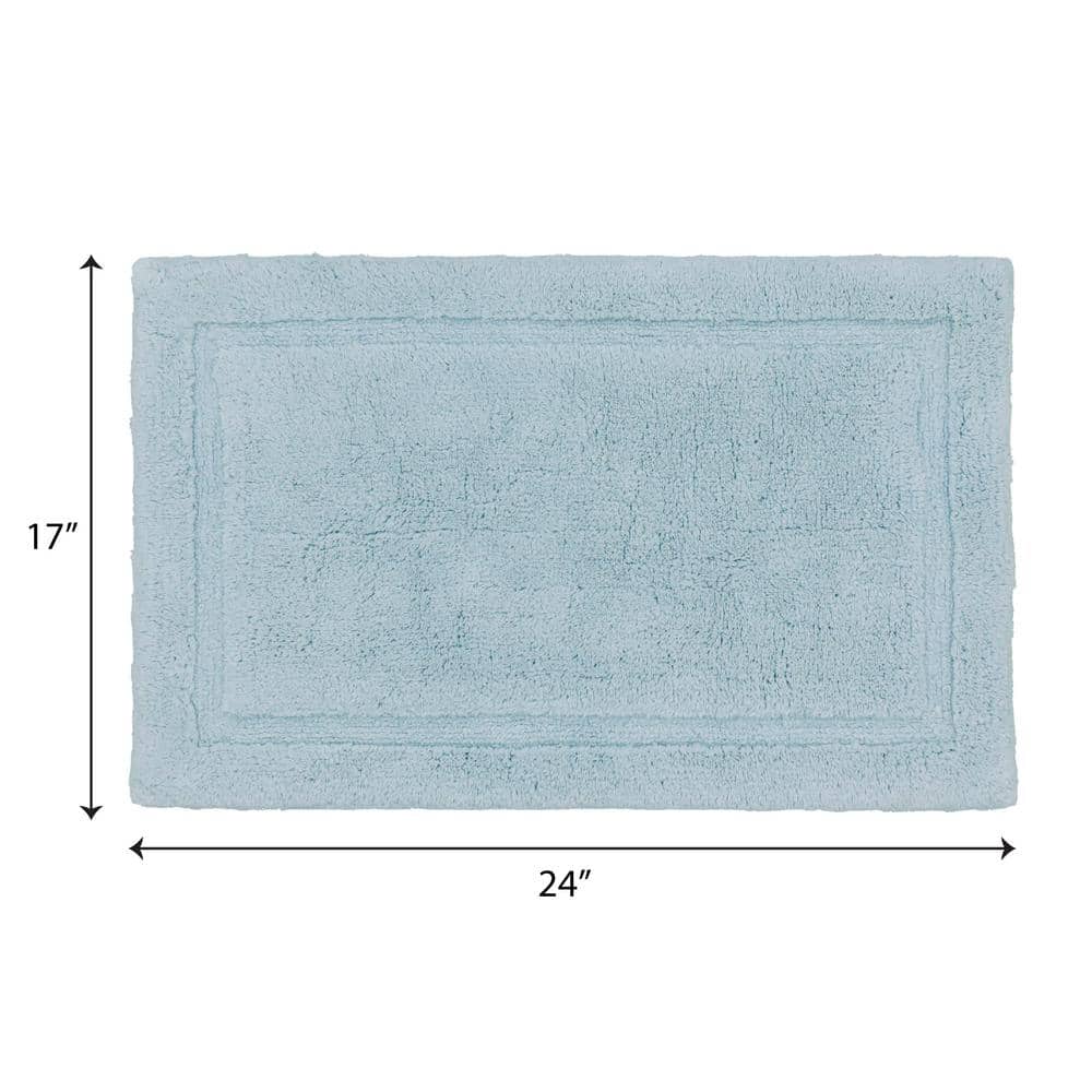 Lydia Pale Blue Cotton Non-Slip Bath Mat 17" x 24"