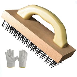 Wire Brush with Handle for Rust Removal and Cleaning Grills Welding Slags Flat Carbon Steel Wires 12 x 8 Rows (1-Piece)