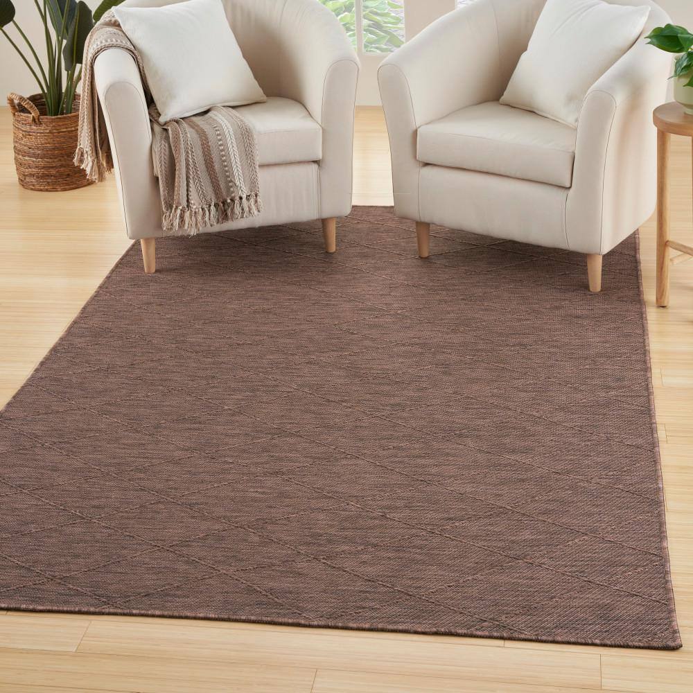 Mocha Geometric Non-Slip Washable 6' x 9' Synthetic Rug