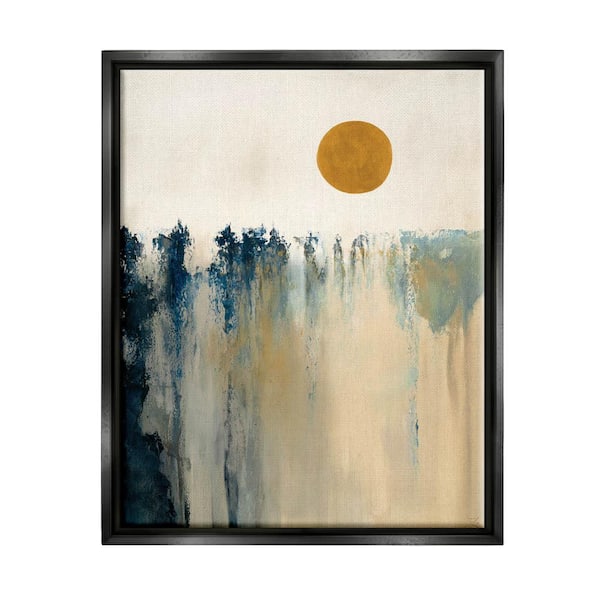 The Stupell Home Decor Collection Abstract Daytime Sun Landscape Fluid Shapes Design by Dina D'Argo Floater Frame Abstract Wall Art Print 21 in. x 17 in.