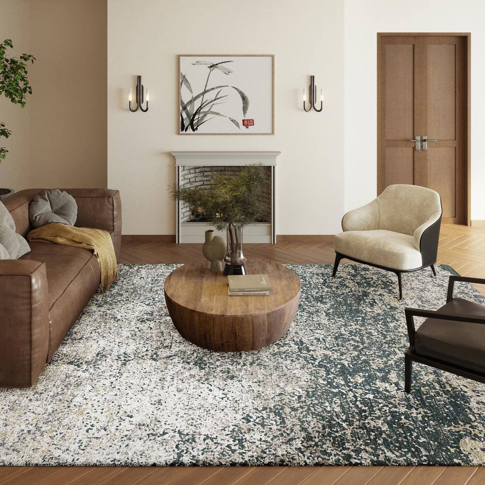 Gray Abstract Flat Woven 5' x 7'6" Washable Area Rug