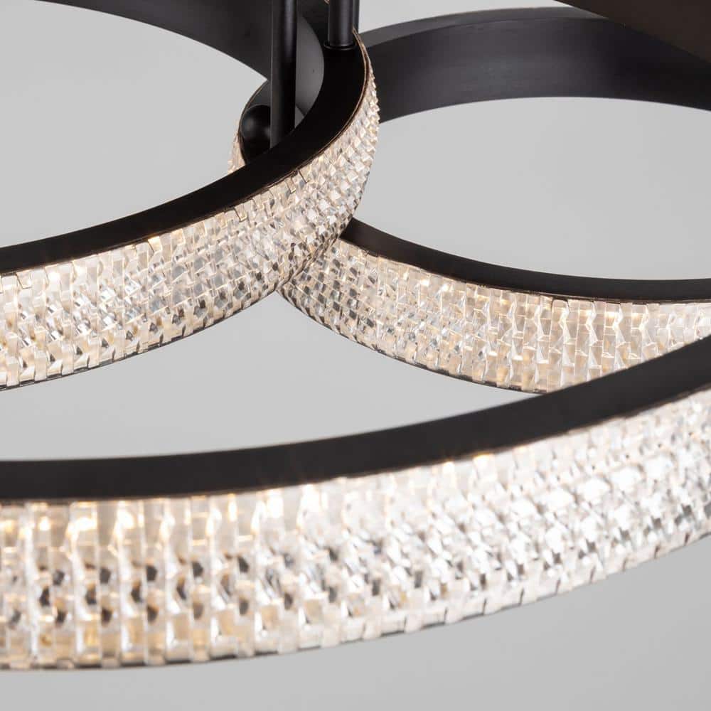 Nova Matte Black Three-Ring LED Flush Mount Ceiling Light
