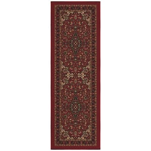 Ottohome Collection Non-Slip Rubberback Medallion 2x5 Indoor Runner Rug, 1 ft. 8 in. x 4 ft. 11 in., Dark Red