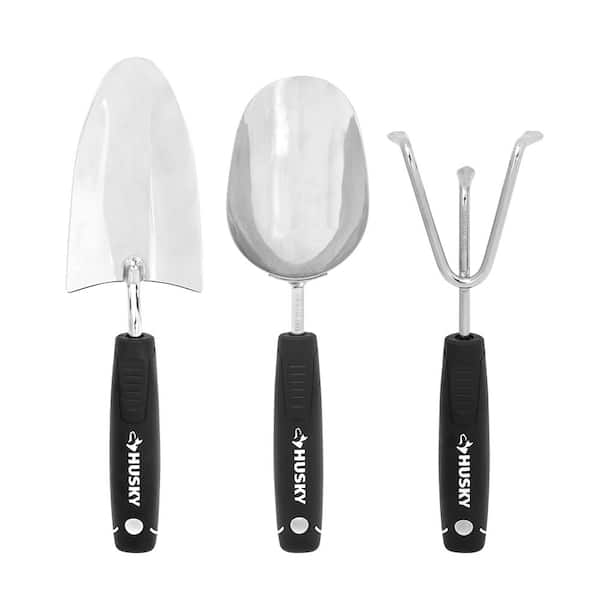 Husky 3-Piece Garden Tool Set, Indoor Planting Kit with Trowel, Soil Scoop and Cultivator