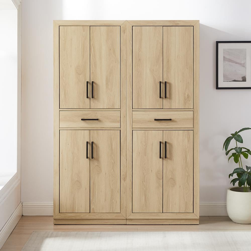 Isla Driftwood 2-Piece Engineered Wood Kitchen Pantry Cabinet Set