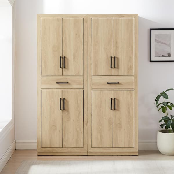 Isla Ash Engineered Wood 47.5 in. Kitchen Pantry Cabinet (Set of 2)