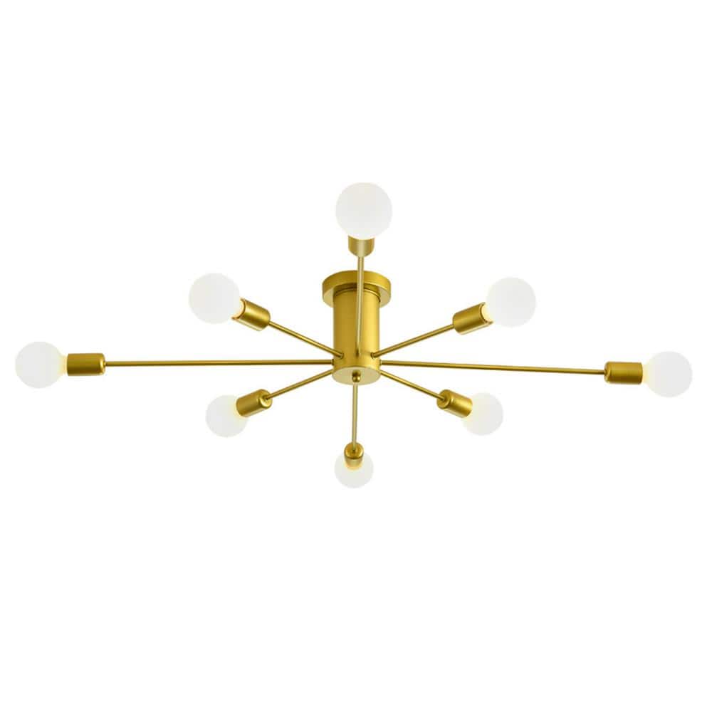 34.2 in. 8-Light Gold Sputnik Ceiling Flush Mount for Dining Living Room Chandelier Ceiling Light price history on PriceWatchPro