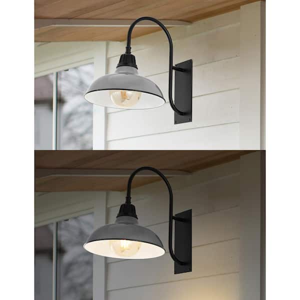 JONATHAN Y Stanley 12.25 in. Navy 1-Light Farmhouse Industrial  Indoor/Outdoor Iron LED Gooseneck Arm Outdoor Sconce JYL7614C - The Home  Depot