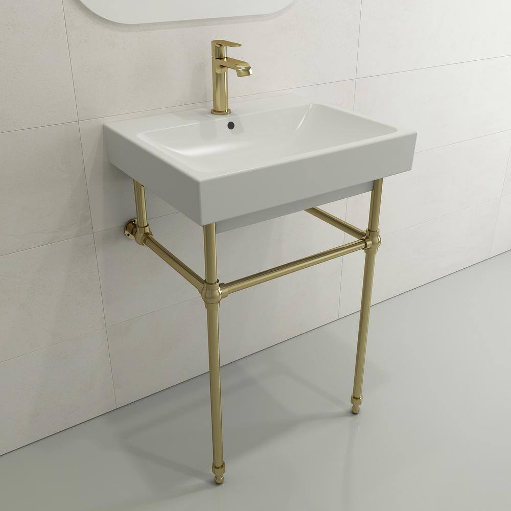 Matte White Ceramic Rectangular Wall-Mounted Bathroom Sink