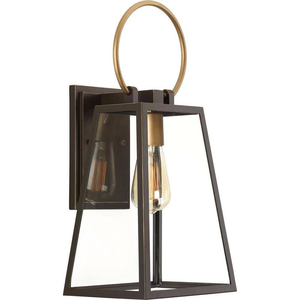 Antique Bronze Medium Wall Lantern with Clear Glass Shade