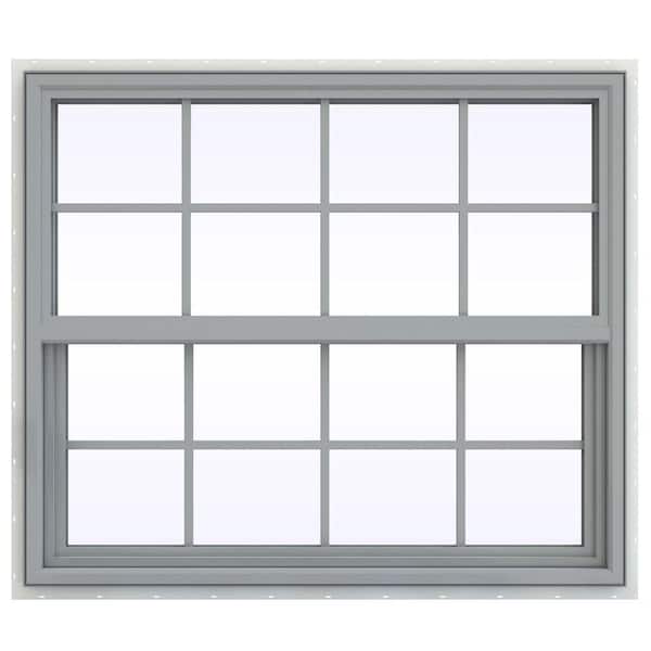 JELD-WEN 41.5 in. x 35.5 in. V-4500 Series Single Hung Vinyl Window with Grids - Gray
