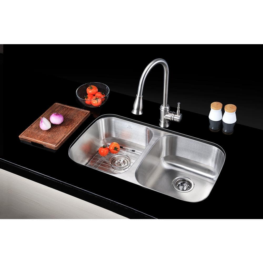 Moore 32'' Double Bowl Stainless Steel Undermount Kitchen Sink