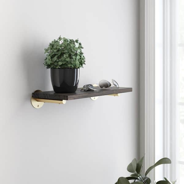 2-Pack 6 in. Post Style Satin Gold Shelf Bracket