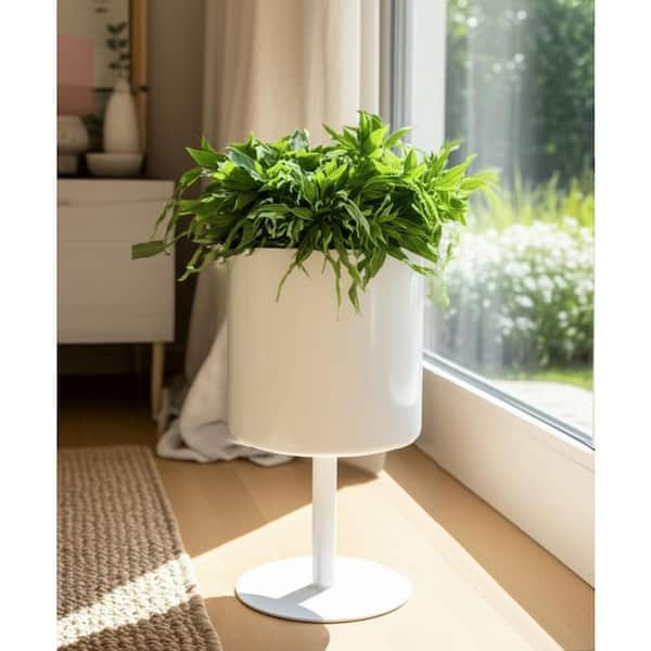 metal pot planter stand White Knox Cylinder Raised Planter main image 0