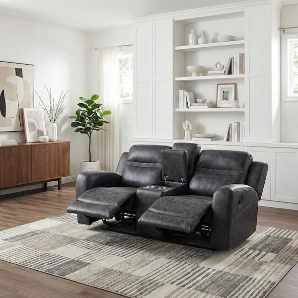 Lazzara Thorne 74 in W Microfiber Fabric 2-Seater Manual Double
