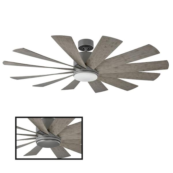 Windflower 60 in. Smart Indoor/Outdoor Graphite/W Gray 12-Blade Ceiling Fan Soft White Integrated LED +Wall Control