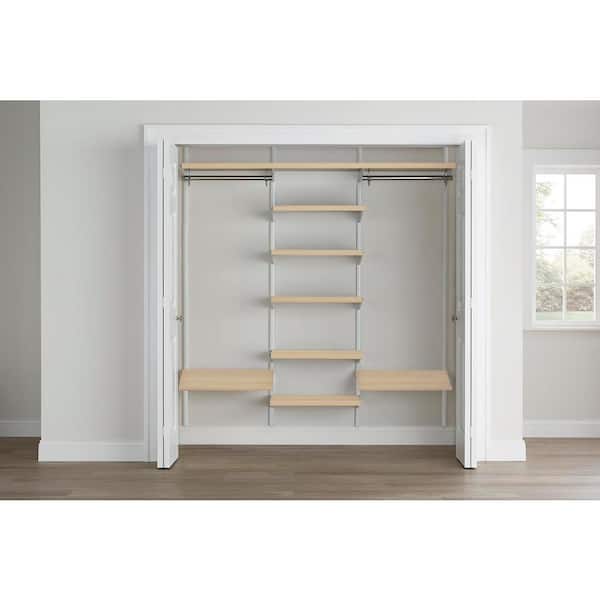Everbilt Genevieve 6 ft. Birch Adjustable Closet Organizer Double Long  Hanging Rods with Shoe Rack and 6 Shelves 90584 - The Home Depot