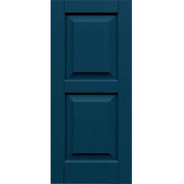 Winworks Wood Composite 15 in. x 34 in. Raised Panel Shutters Pair #637 Deep Sea Blue