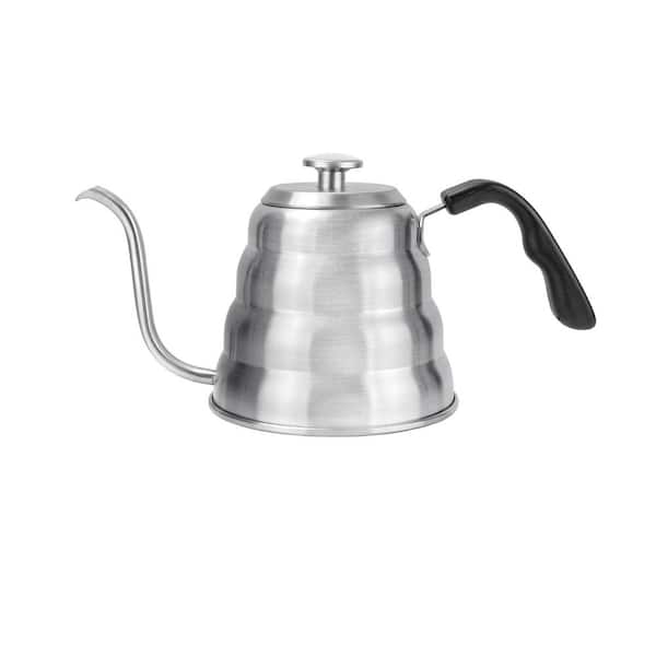6-Cup Silver 40 oz. High Grade Stainless Steel Gooseneck Stovetop Tea Kettle with Thermometer for Manual Drip Coffee