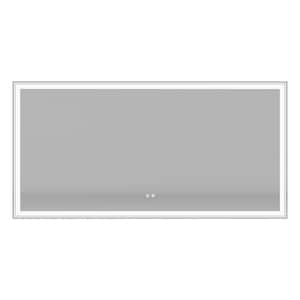 72 in. W x 36 in. H Rectangular Frameless Anti-Fog LED Light Wall Bathroom Vanity Mirror