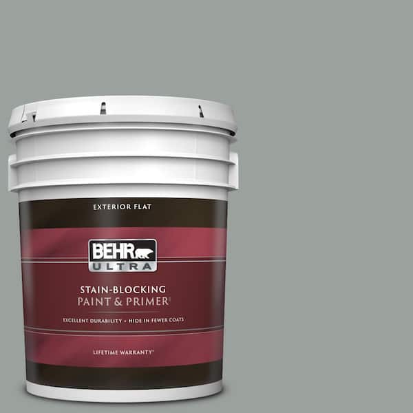 BEHR ULTRA 5 gal. #PPU11-16 Brampton Gray Flat Exterior Paint & Primer