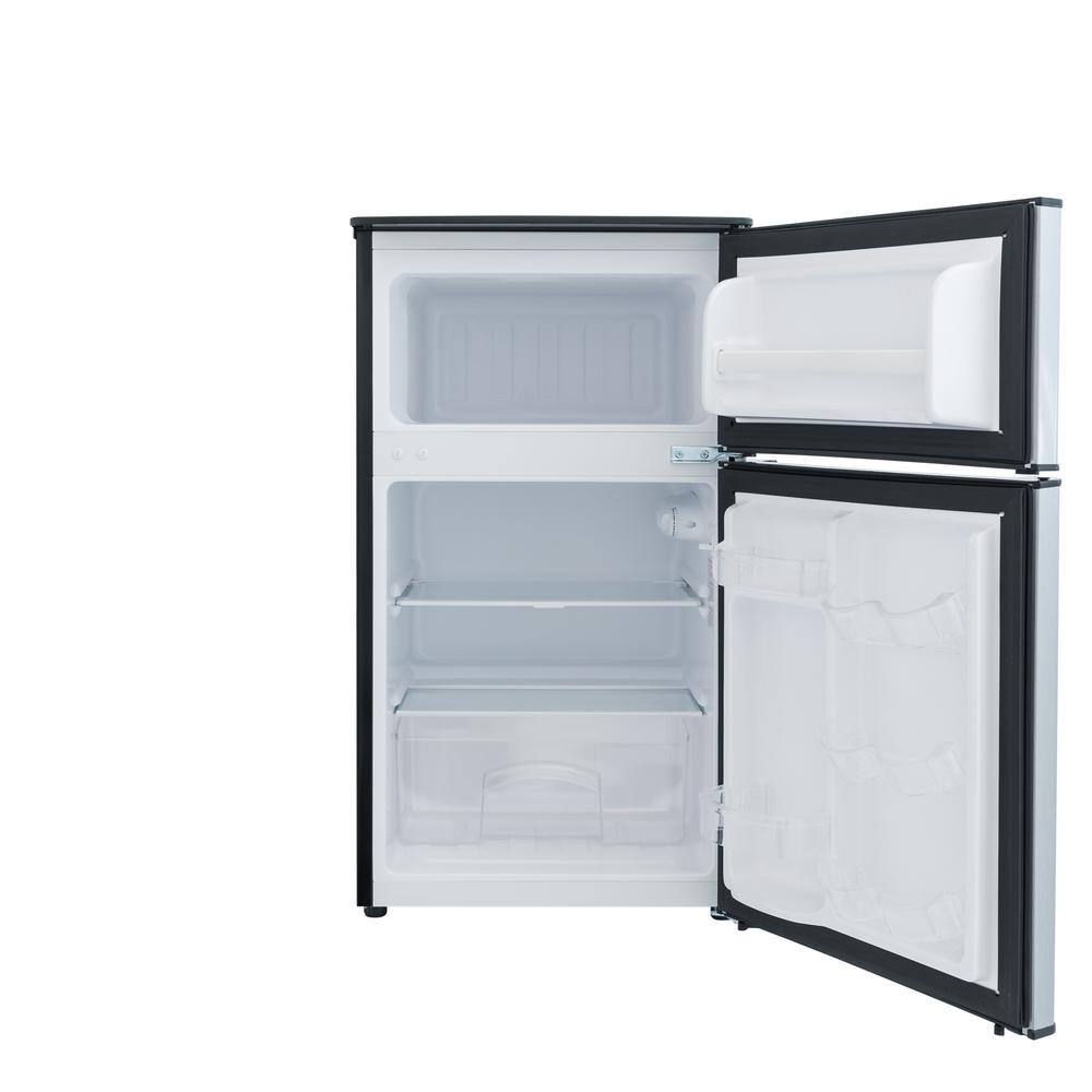 Compact Stainless Steel 3.1 cu ft Mini Refrigerator with Top Freezer