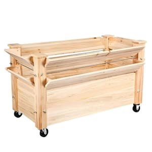 Wooden Raised Garden Bed with Wheels, Planter Box for Patio Yard Greenhouse